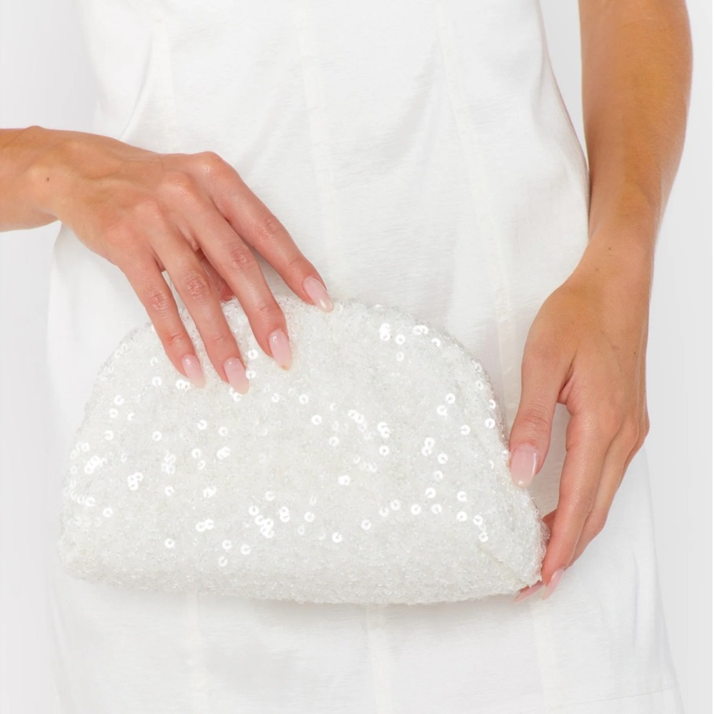 Show Me Your MuMu White Sequin Destiny Clutch